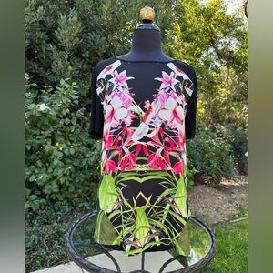 Ted Baker "Renella Mirrored Tropics" graphic design T-Shirt - Ted Size 4